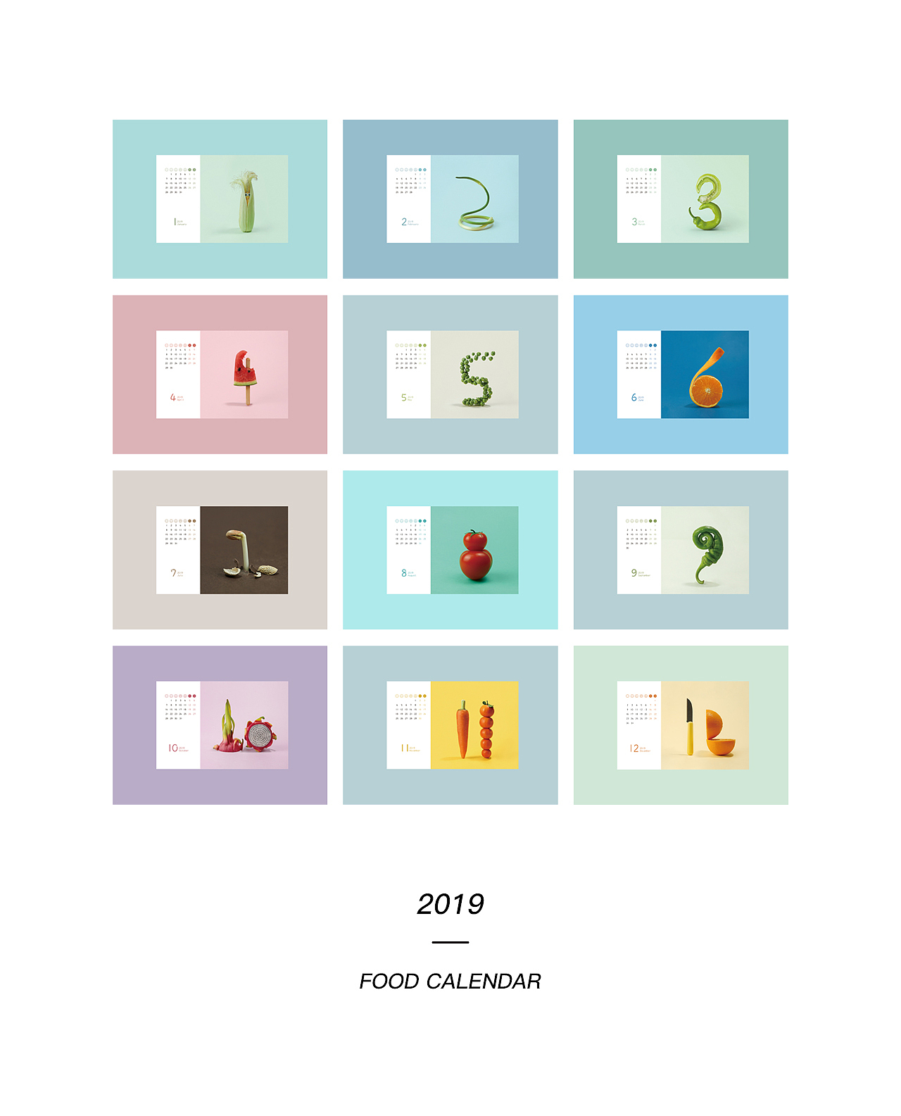 创意摄影9#2019年食物日历