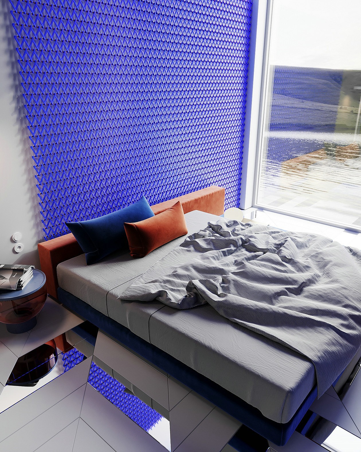 蓝色+橙色系公寓设计 甜蜜清爽的夏日奏鸣曲