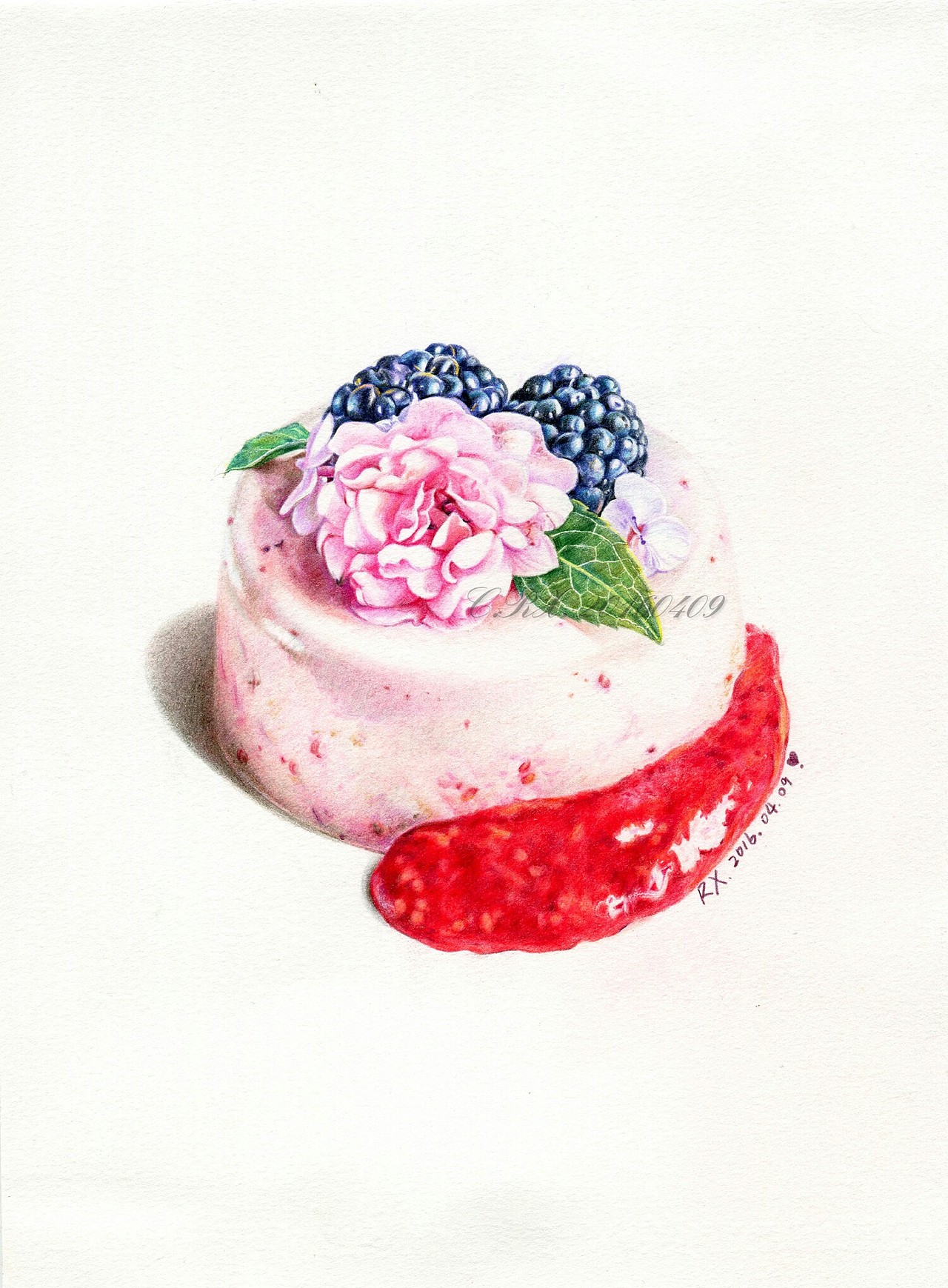 溶萱彩铅甜品春暖花开