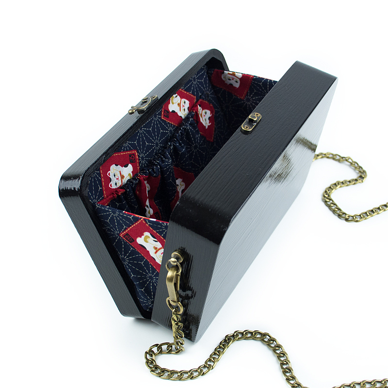 手艺盟 原创设计手工木头包包 手绘招财猫咪