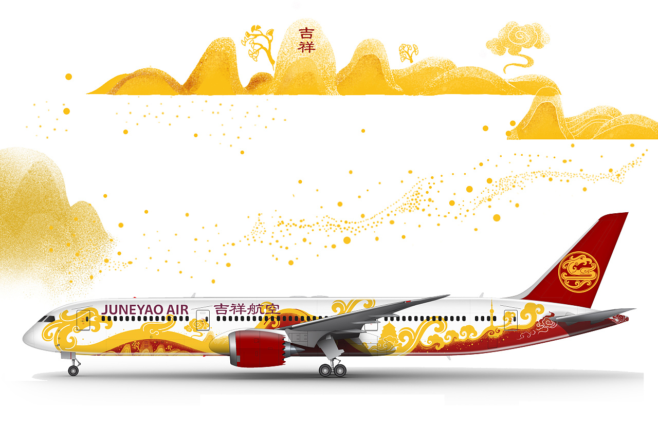 吉祥航空客机涂鸦作品——厦门松果插画