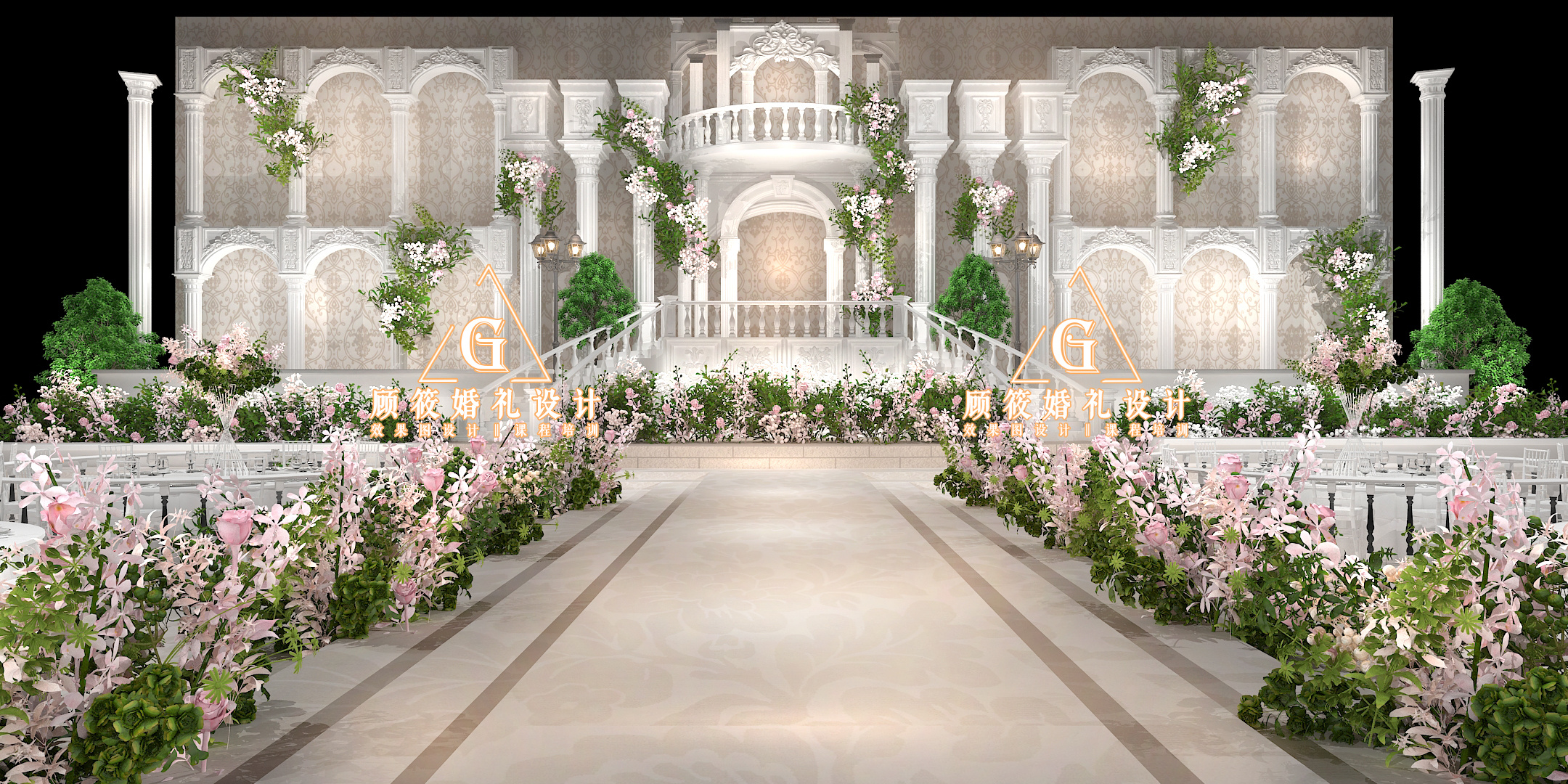 白色欧式婚礼 | 3D婚礼效果图设计|空间|舞台美术|顾筱婚礼设计 - 原创作品 - 站酷 (ZCOOL)