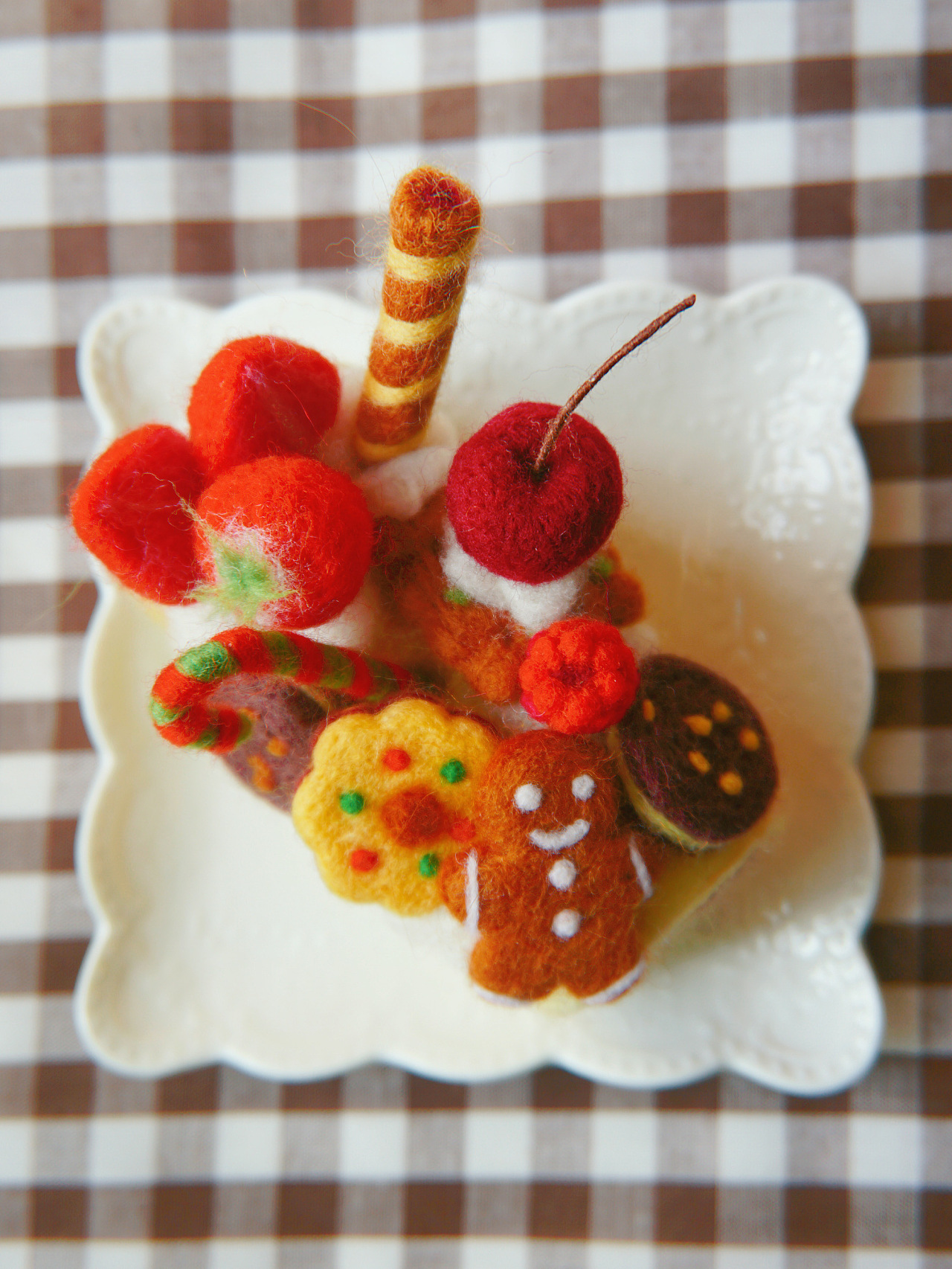 「原创手工」羊毛毡圣诞什锦蛋糕卷