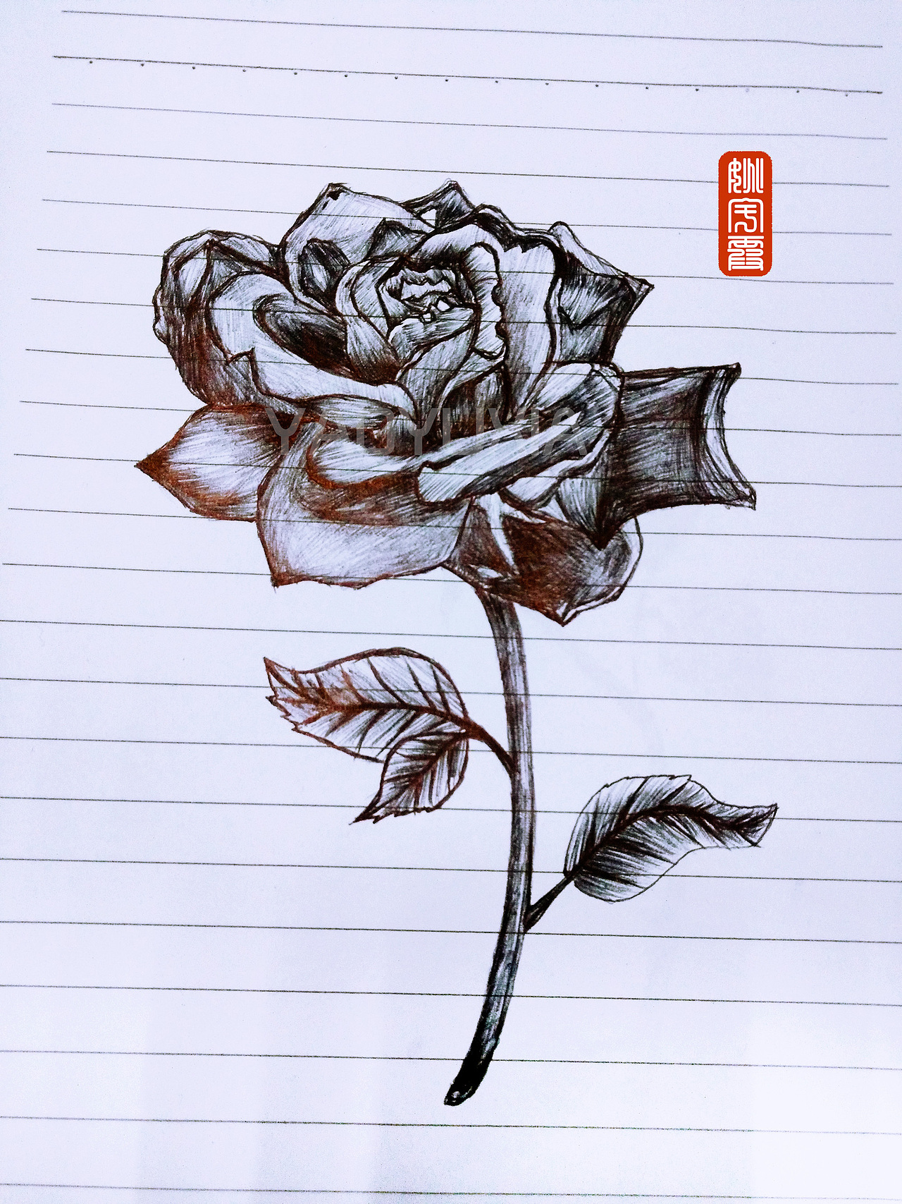 素描玫瑰花-情人节快乐。（图ZODk3OTQyMTY=） - 绘画 - 站酷设计师宇宙无敌小二逼原创素材 - 站酷ZCOOL