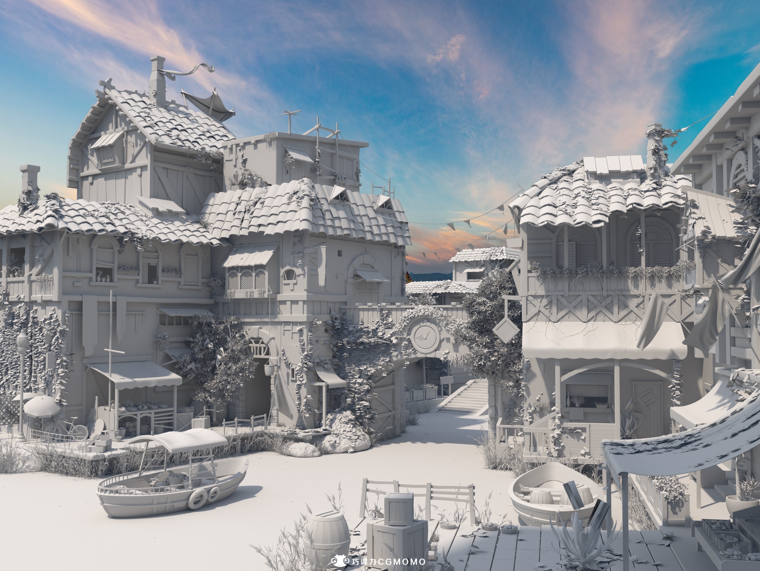 巧课力cgmomo模型班线下十一期场景作业(白模)