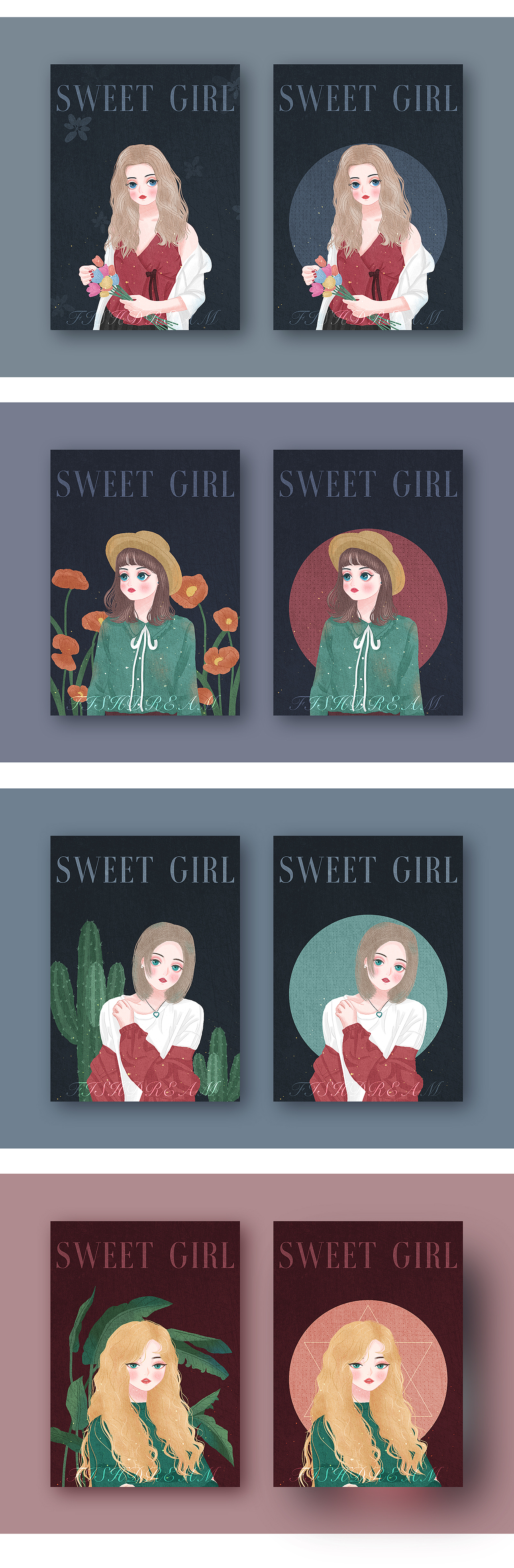 盐甜少女系列插画总结（图ZMTgwMjcwMjky） - 创作习作 - 站酷设计师FishDream鱼梦原创素材 - 站酷ZCOOL