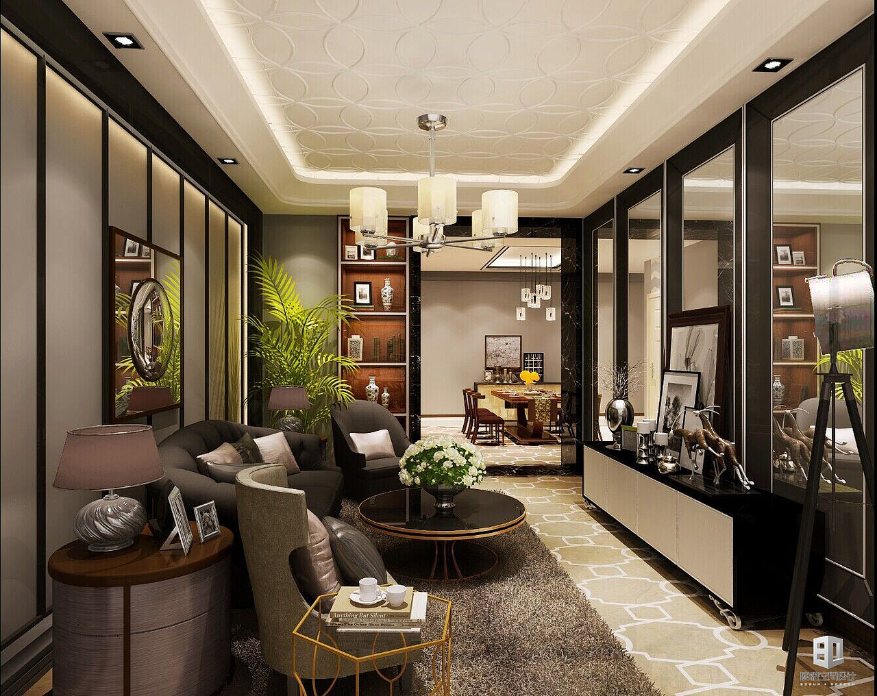 浪漫神秘的暗色系家装效果图表现