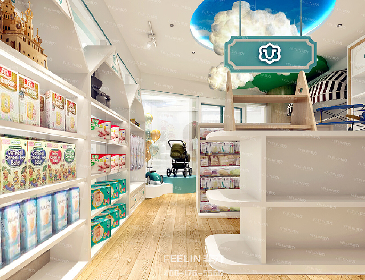 上海母婴店室内陈列装修设计图欣赏_装信通网效果图