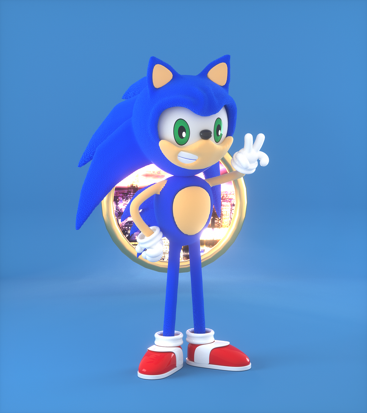 刺猬索尼克卡通动漫建模渲染体积建模c4doc