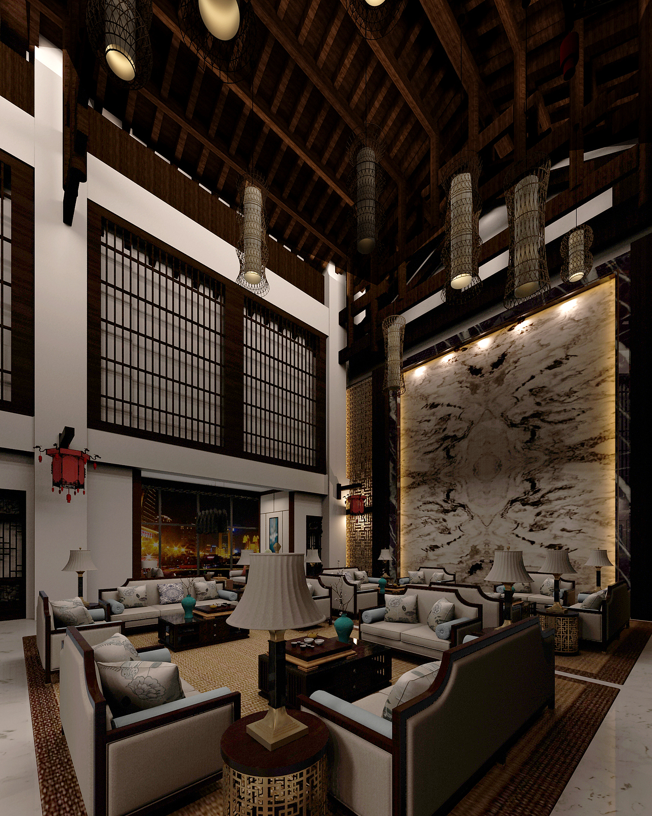 大型中式餐厅设计（图ZNDk5NDY1MDA=） - 家装设计 - 站酷设计师张璞原创素材 - 站酷ZCOOL