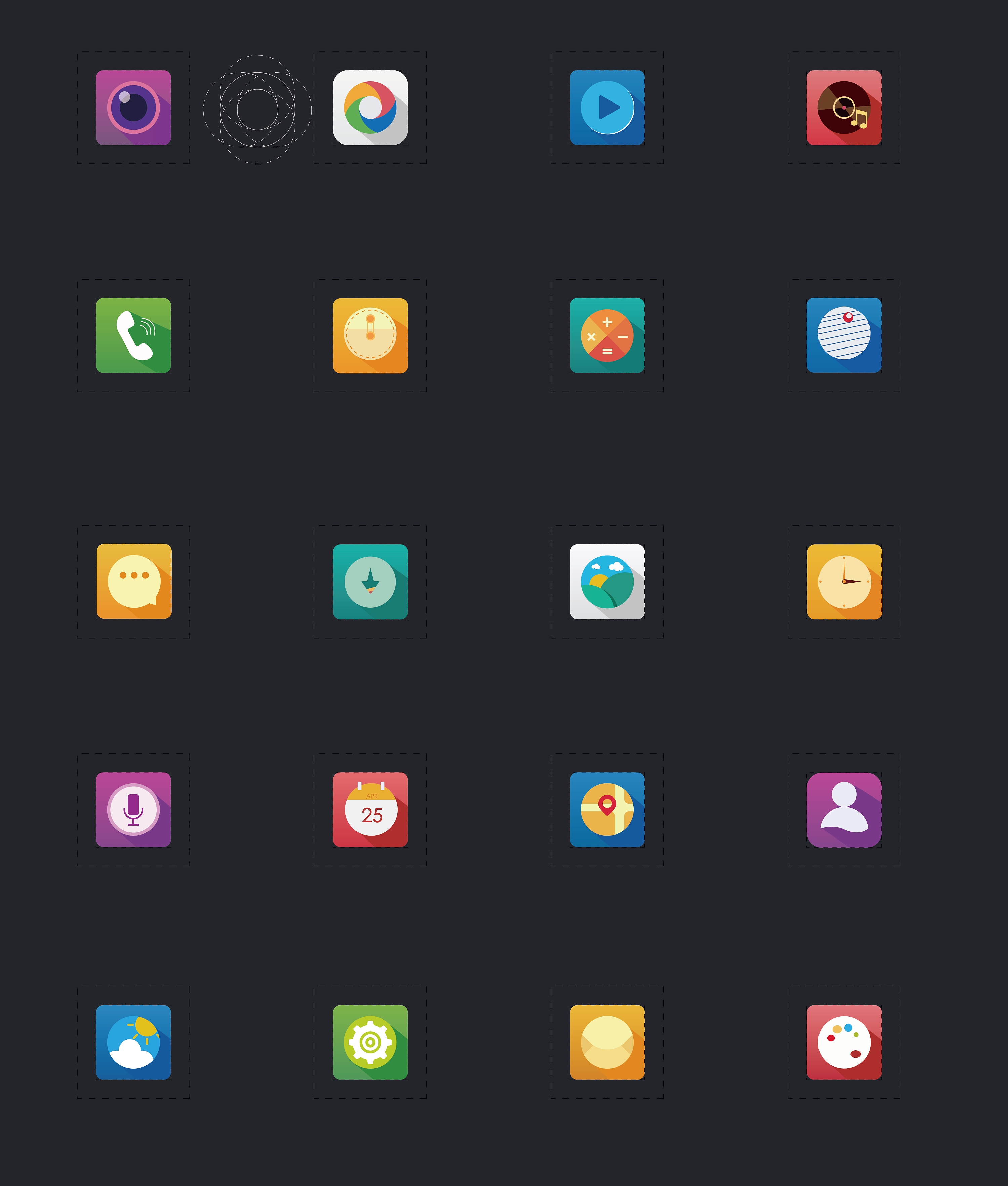 长投影扁平化图标