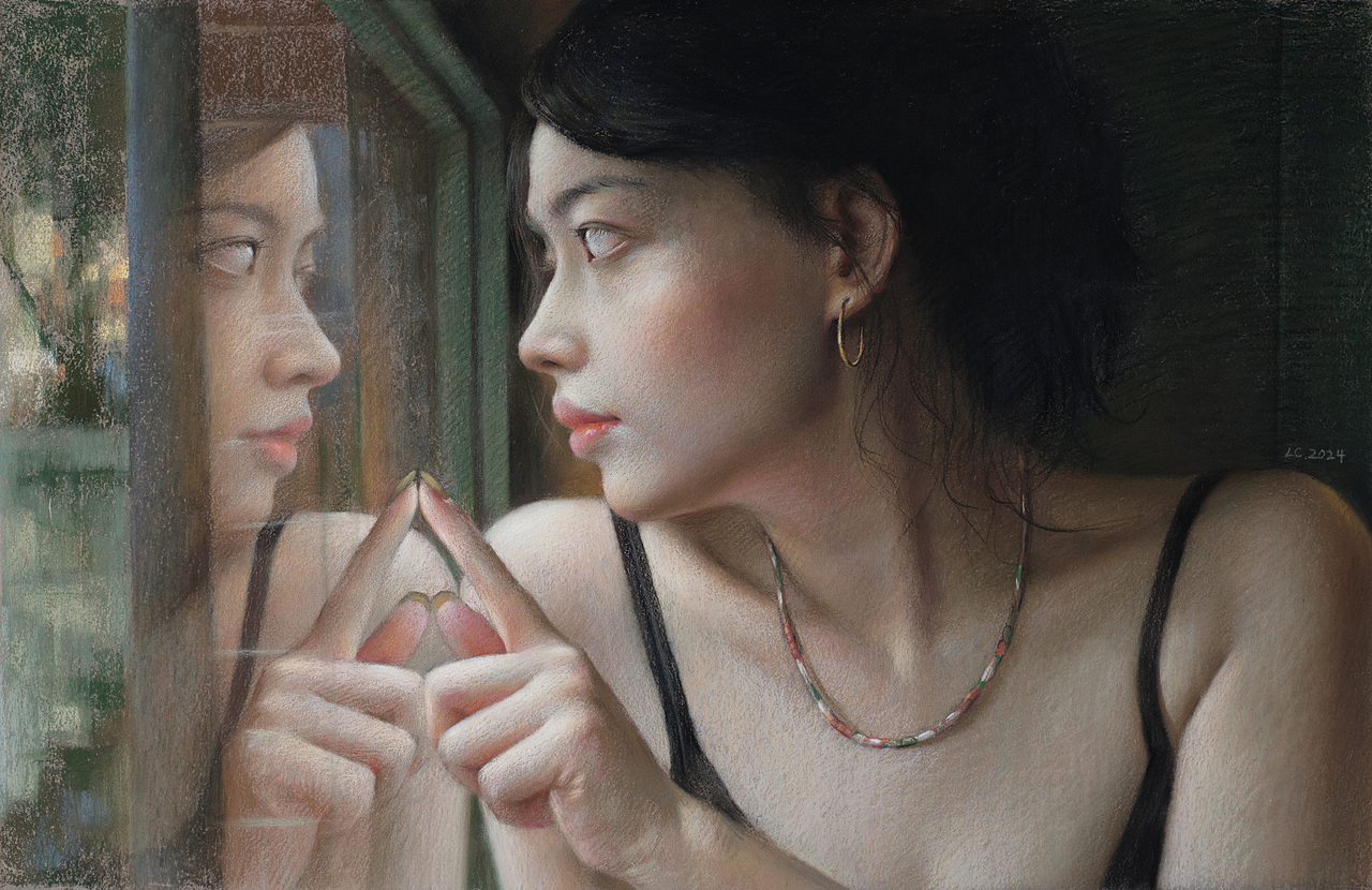 色粉畫【玻璃窗】（圖ZMzc4NDQ1NTAw） - 繪畫 - 站酷設計師李程ART原創(chuàng)素材 - 站酷ZCOOL