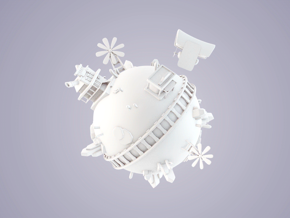 以上，我们就完成了建模的过程，包括模型建造、贴图绘制和材质的调节。
<br>接下来只需要根据不同的场景布光，进行渲染，后期再丰富一些画面氛围的细节，就完成了这个星球的制作。<br>