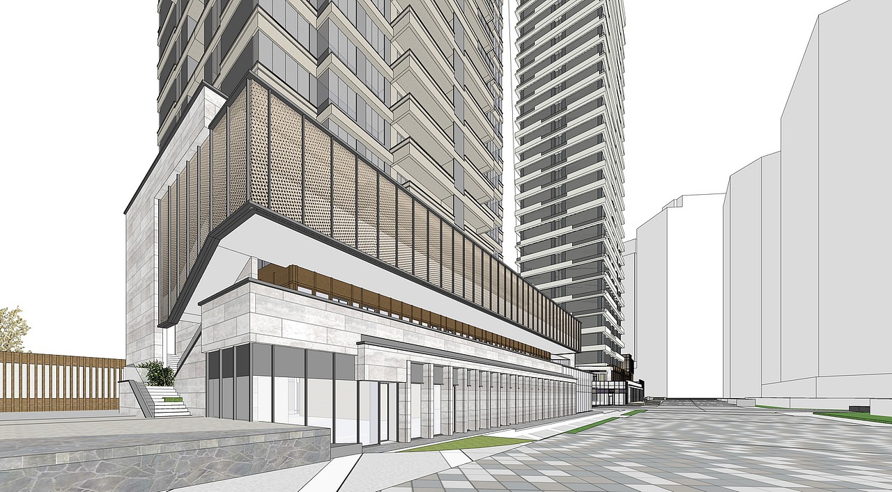 现代超高层住宅公寓SU模型下载