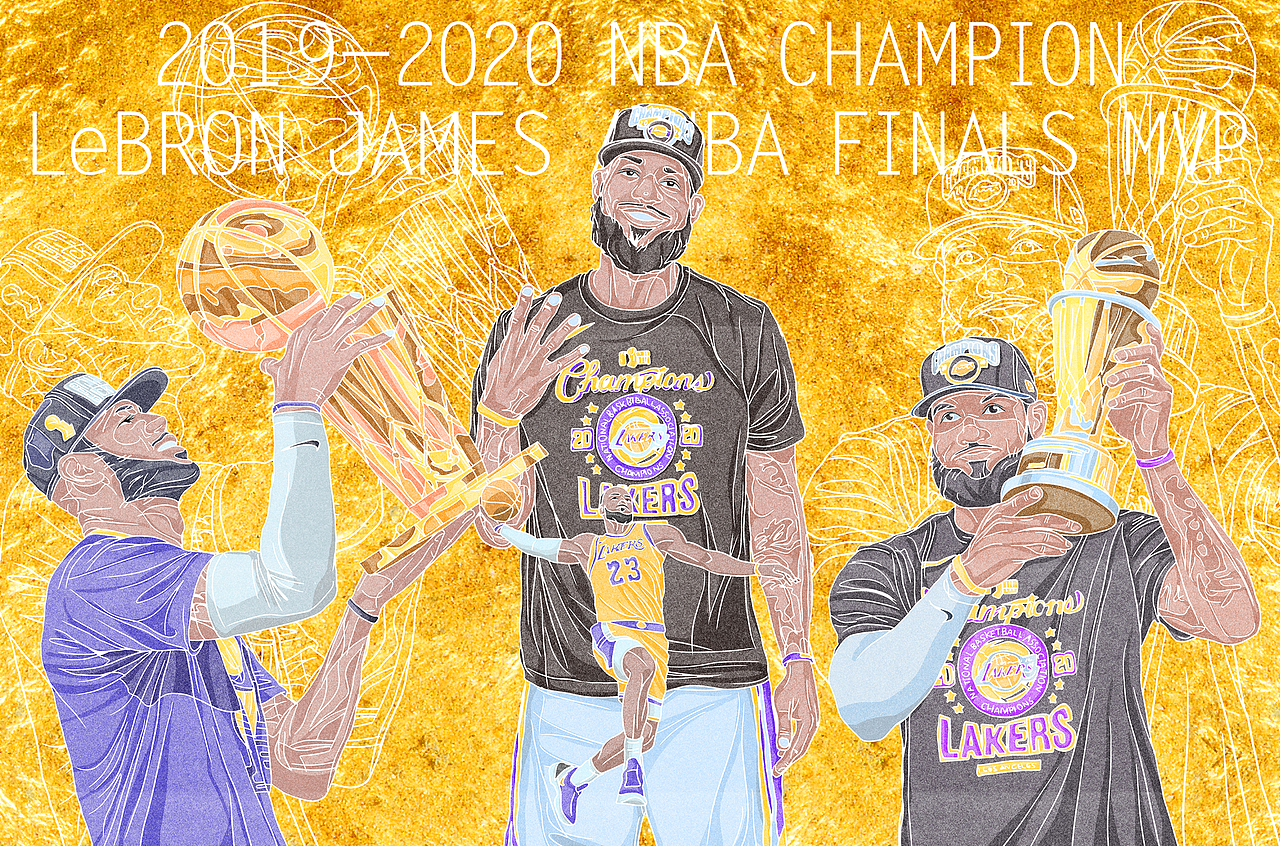 恭喜湖人获得2020年nba总冠军|插画|新锐潮流插画|森特笑虎 - 原创