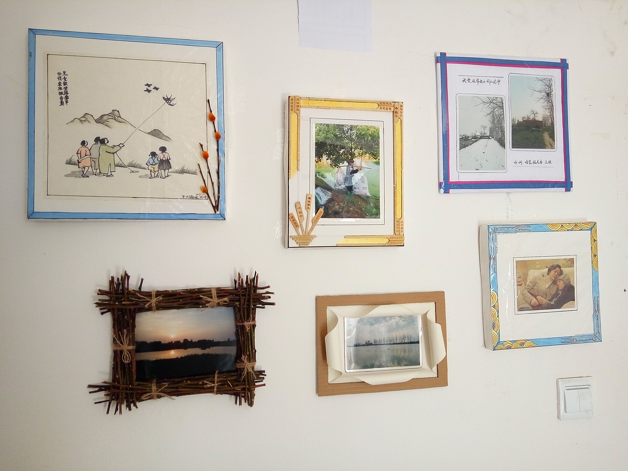 做相框,都是用手边现有的杂碎物,好玩、静心又减压!