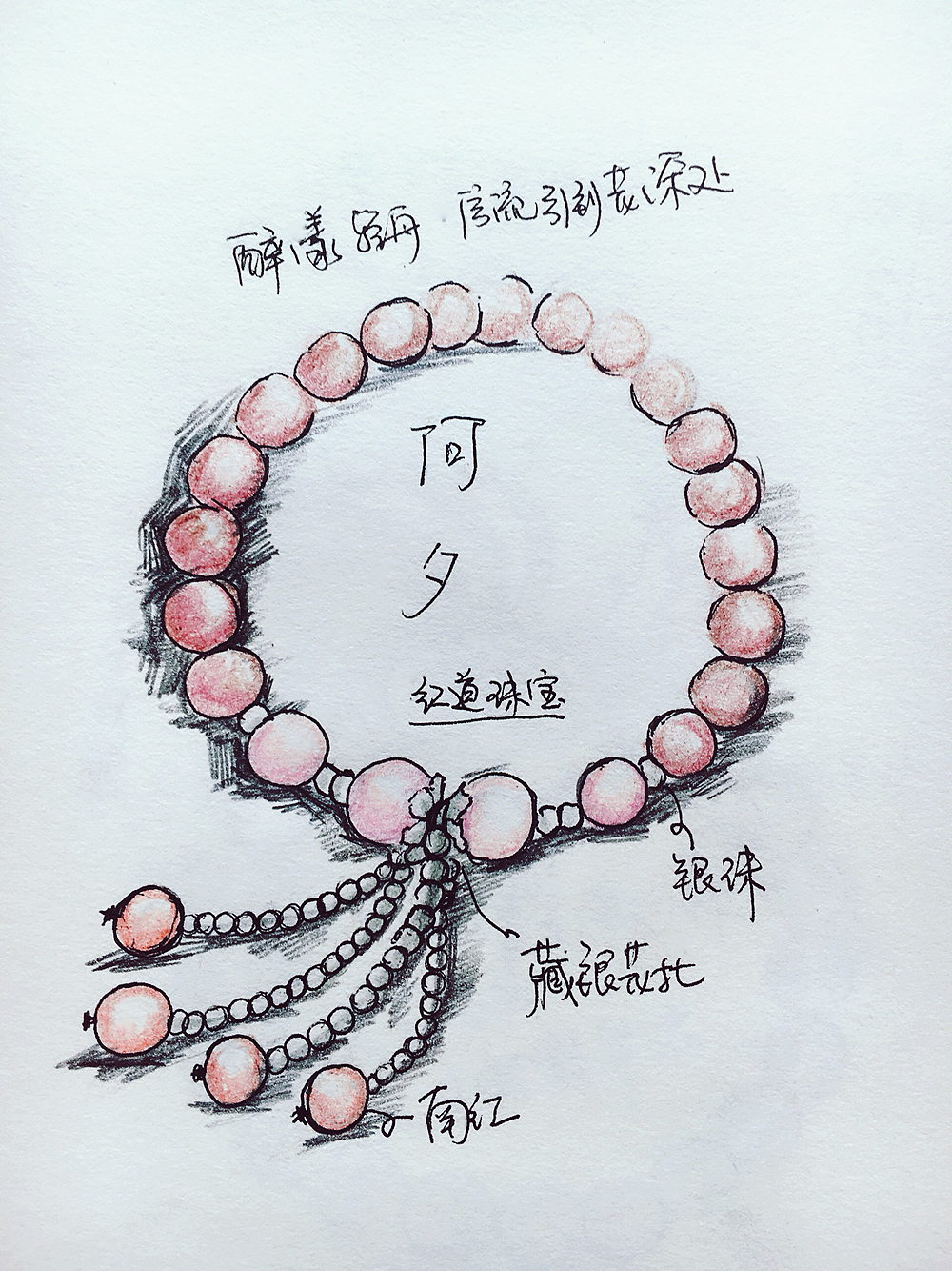 原创手绘晶石手链