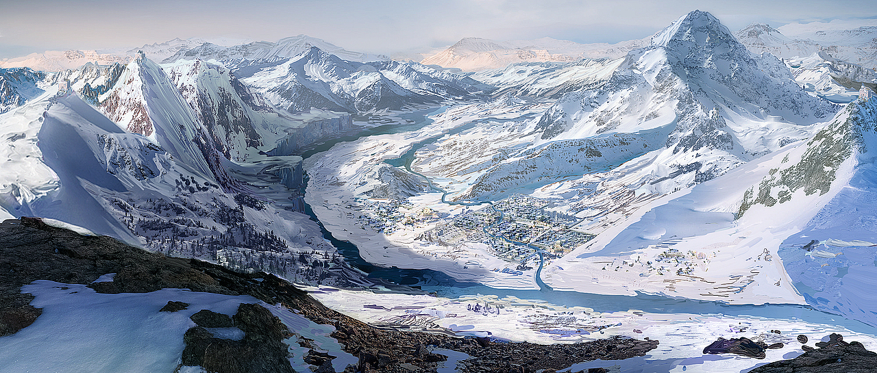 概念氣氛?qǐng)D-雪山（圖ZMjAxOTI0NTE2） - 設(shè)定/分鏡 - 站酷設(shè)計(jì)師RickyTiger原創(chuàng)素材 - 站酷ZCOOL