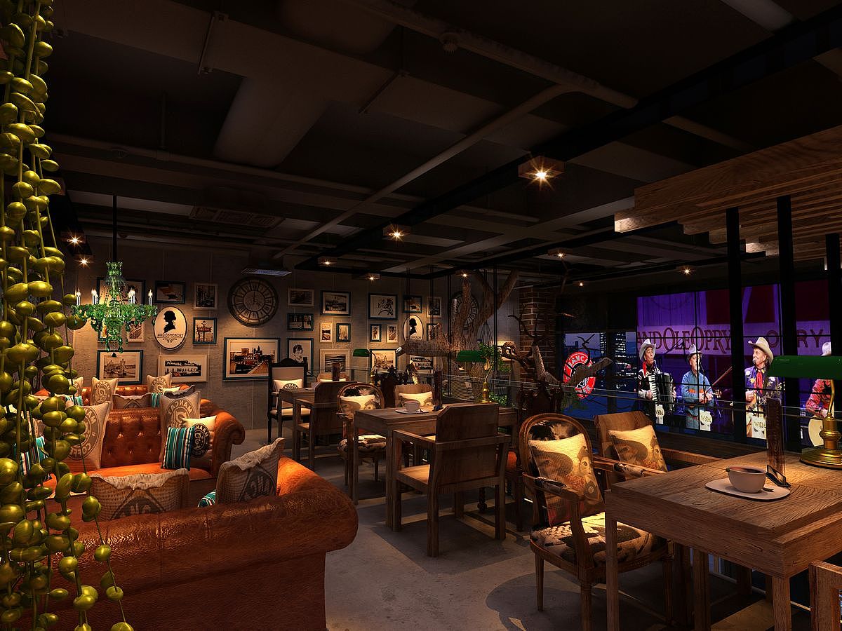 咖啡馆3D原型设计漫猫咖啡