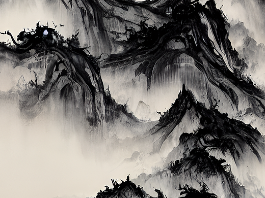 站酷梦笔#一幅水墨,抽象山水画与泼墨相结合的画