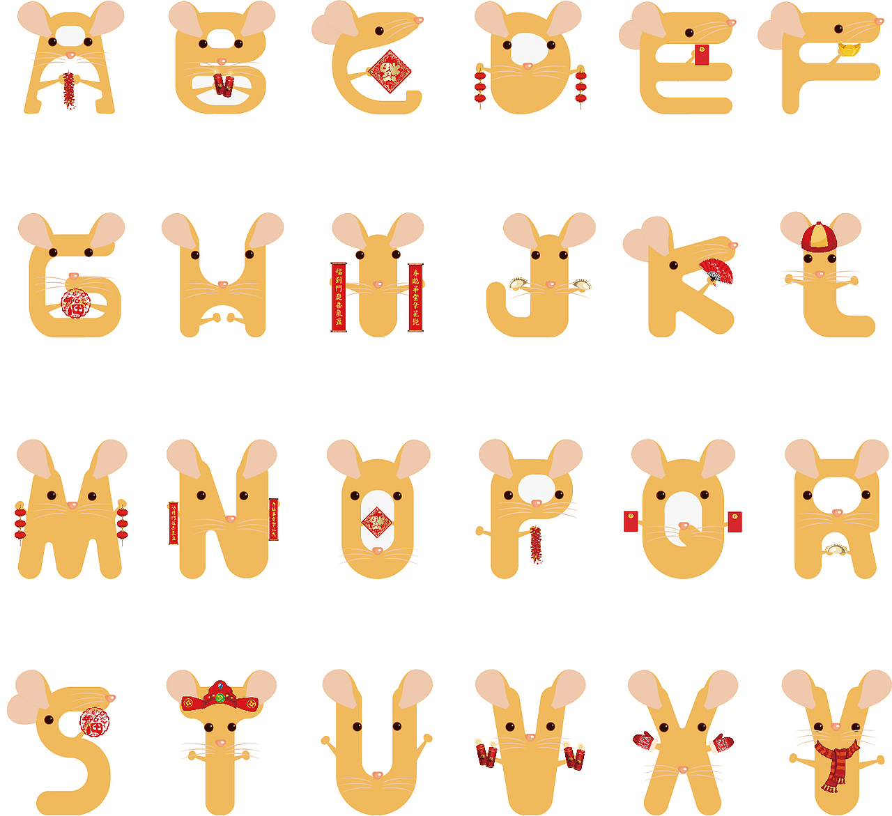 2020鼠年英文字体（图ZMTkxMDE0NTY0） - 字体/字形 - 站酷设计师萳一原创素材 - 站酷ZCOOL