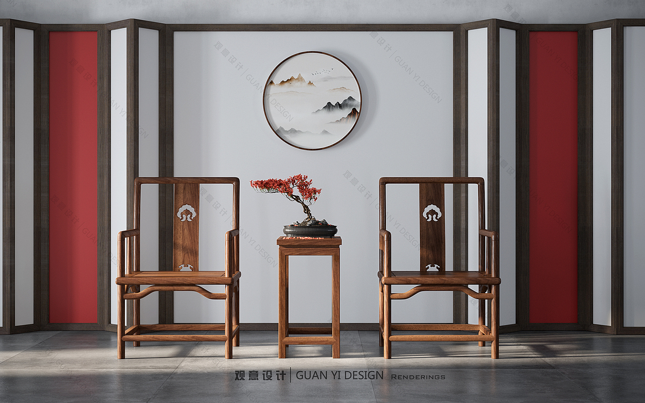 中式茶椅表现（图ZMTY0MzE4ODQw） - 生活用品 - 站酷设计师观意设计原创素材 - 站酷ZCOOL
