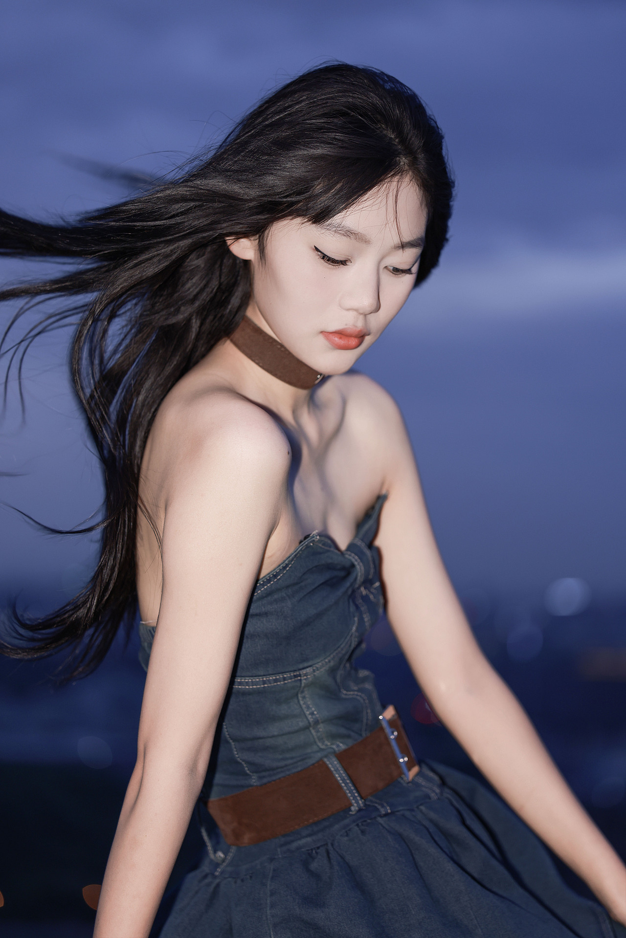 傍晚天台少女写真