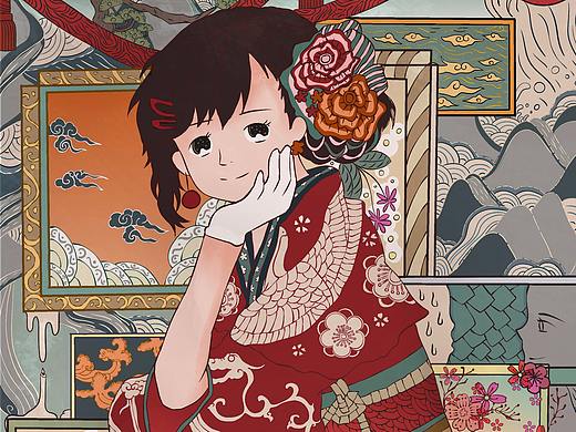 【插画习作半临摹半原创】复古和风系和服少女