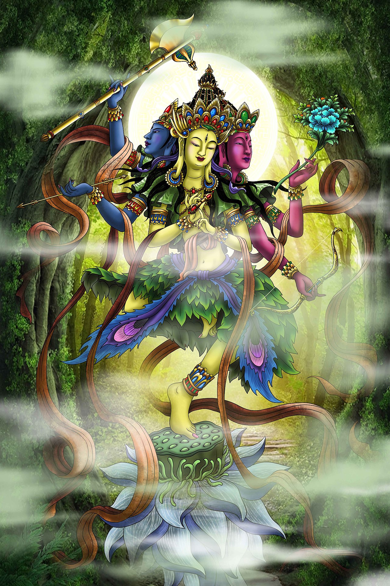 三十三观音--叶衣观音|插画|游戏原画|超级无敌红蛋蛋_原创作品-站酷