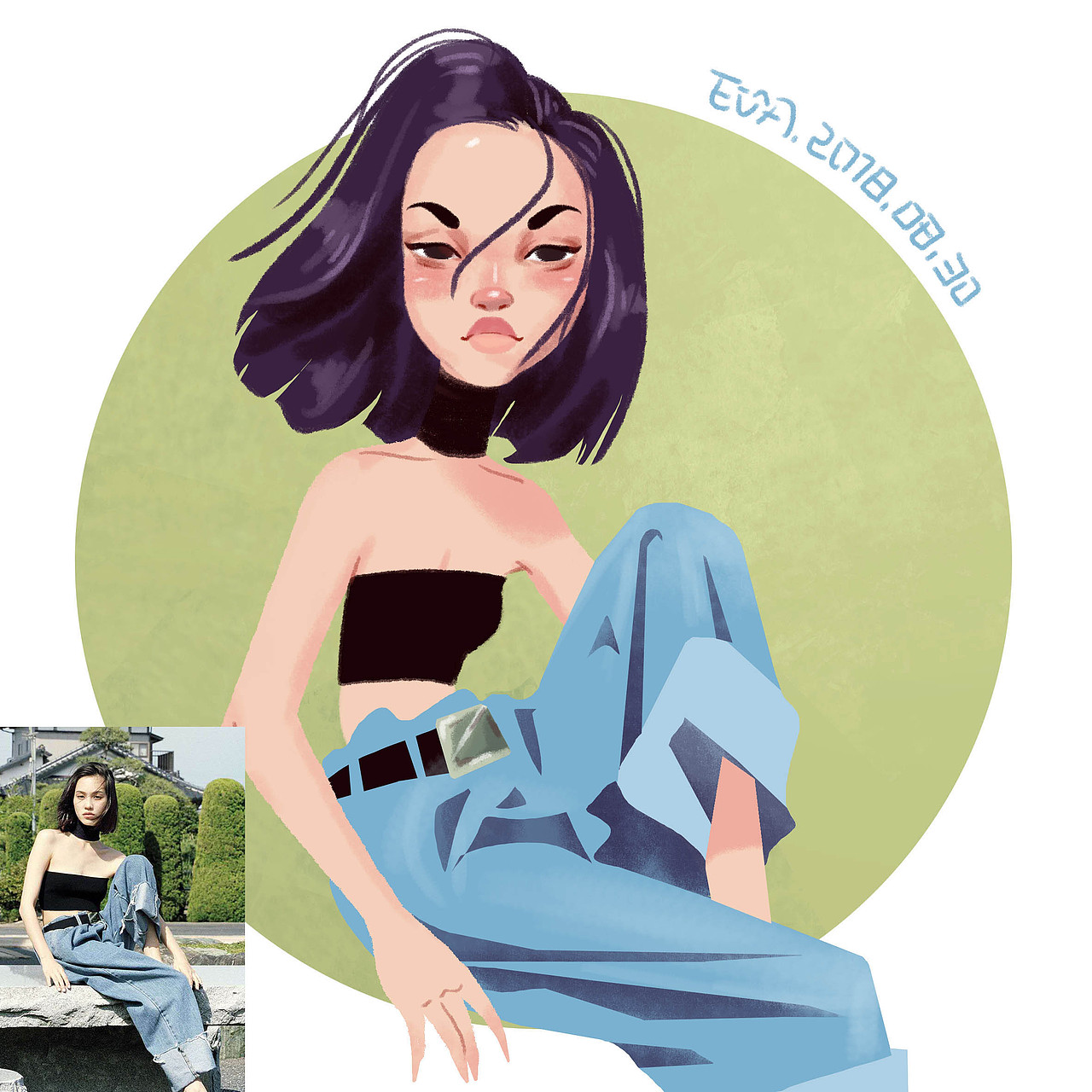 照片转欧美风卡通人物练习|插画|创作习作|evaliu0726_原创作品-站酷