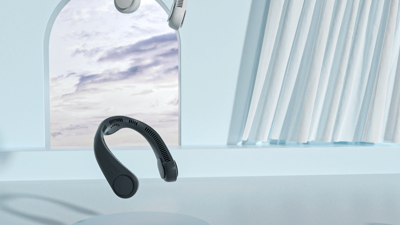 挂脖风扇渲染动画