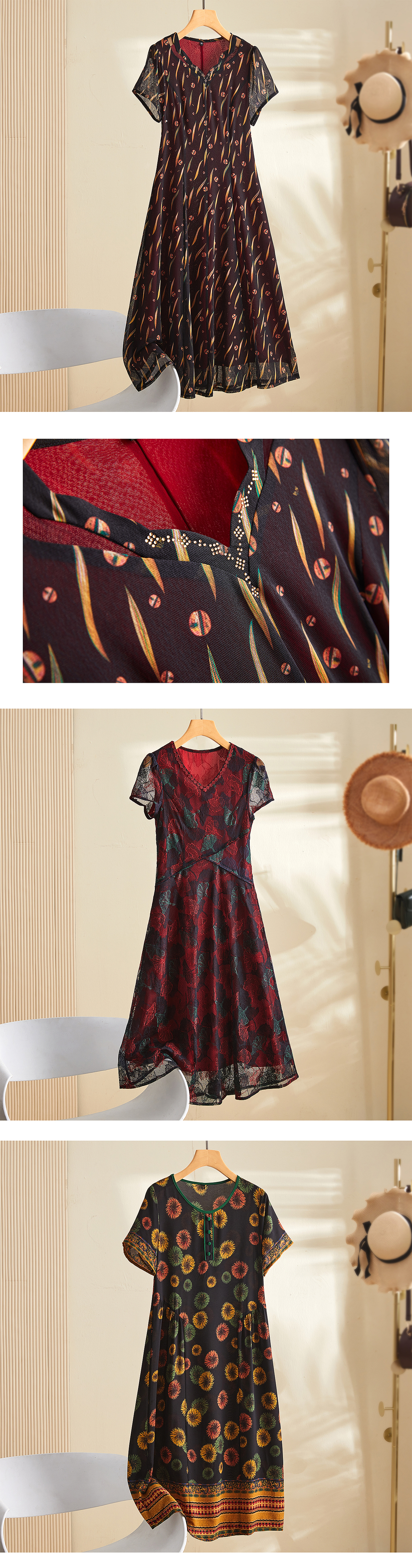 连衣裙场景挂拍拍摄|电商女装服饰摄影|服装平铺摄影