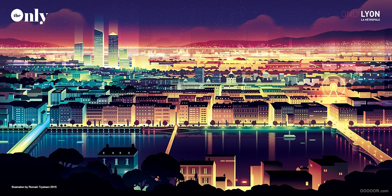 摩洛哥trystram城市夜景霓虹插画