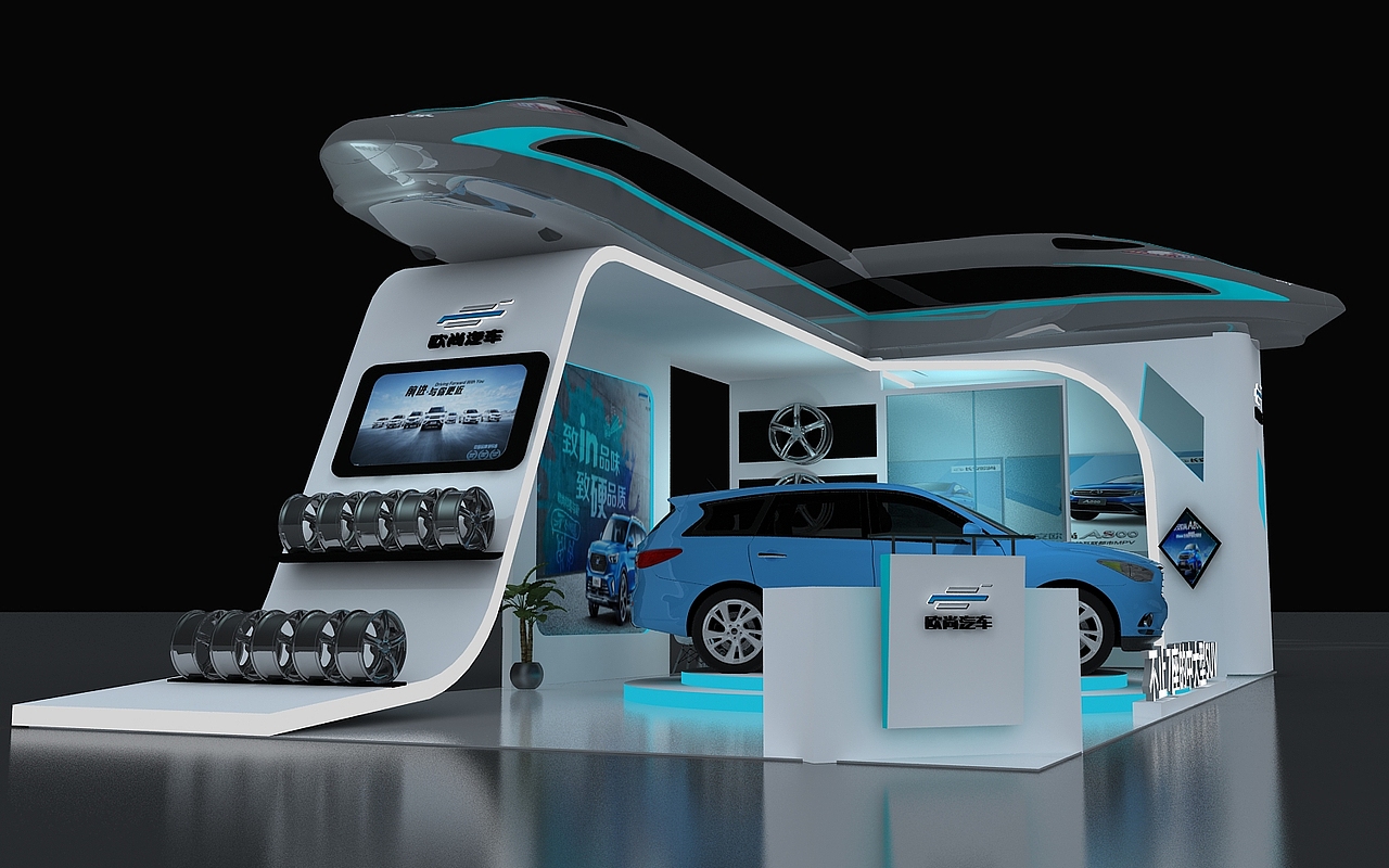 欧尚汽车展位效果图设计
