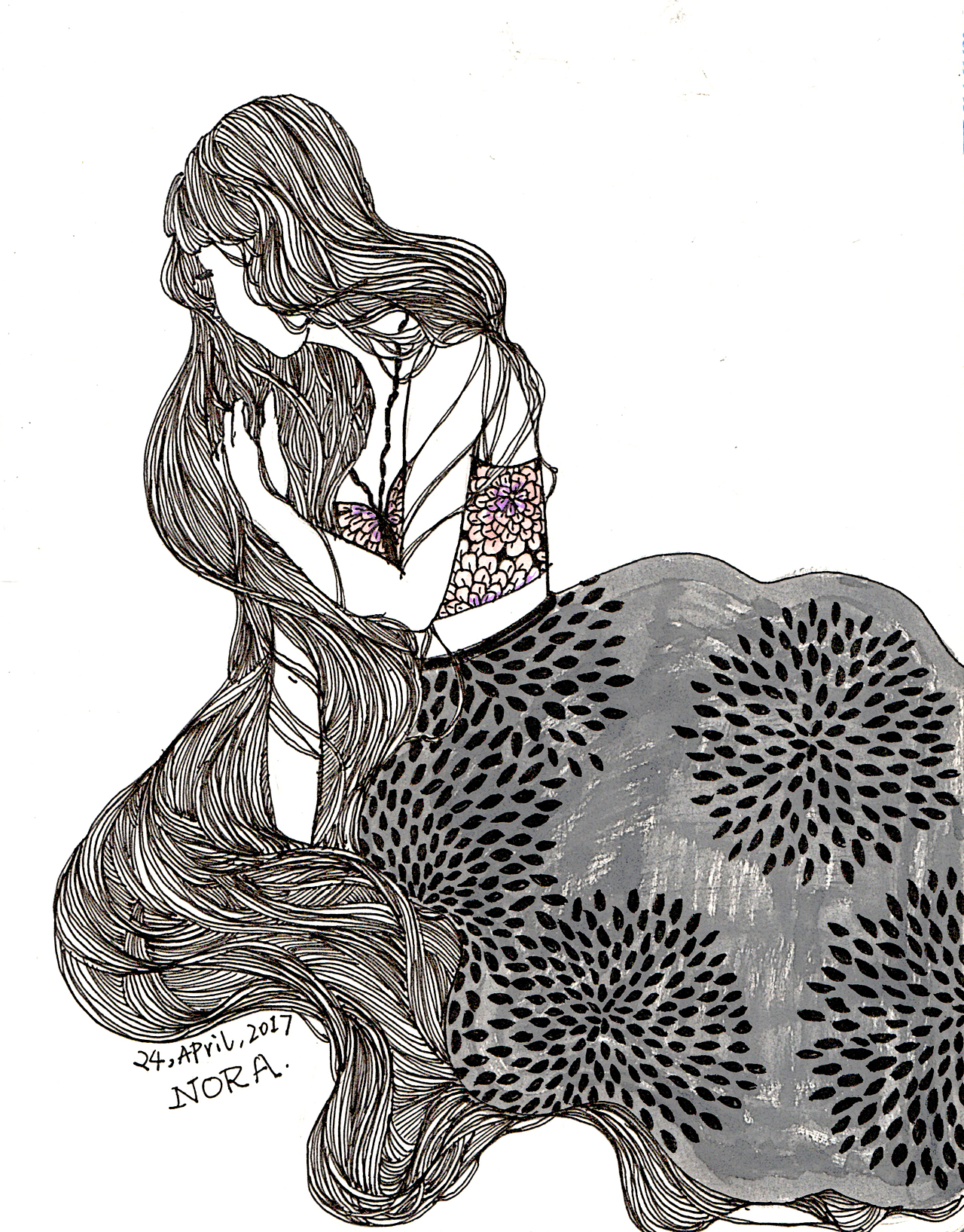 藏在头发里的小红豆