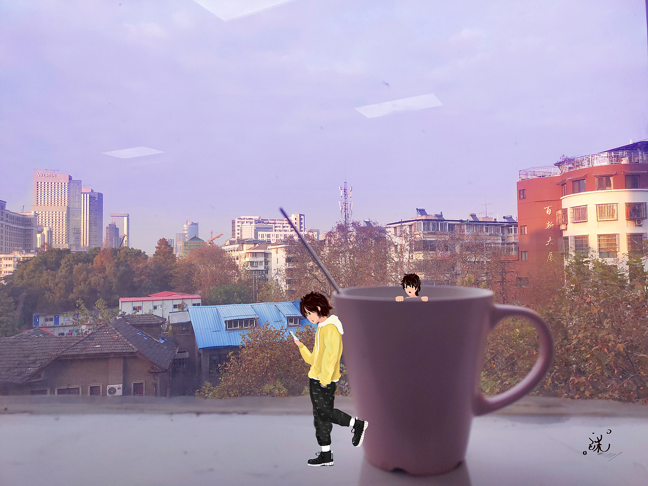 窗外 手機 低頭一族（圖ZMjM0NjYxMzE2） - 創(chuàng)作習(xí)作 - 站酷設(shè)計師泡沫dfoam原創(chuàng)素材 - 站酷ZCOOL