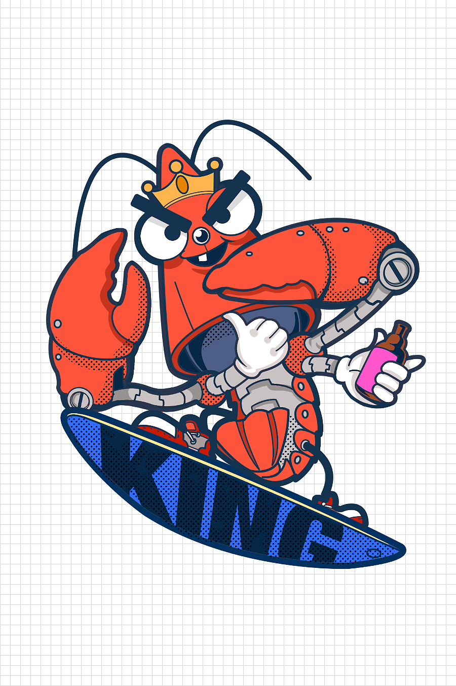 小龙虾卡通吉祥物设计