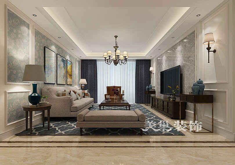 三和里132平三室两厅简欧风格装修样板间设计