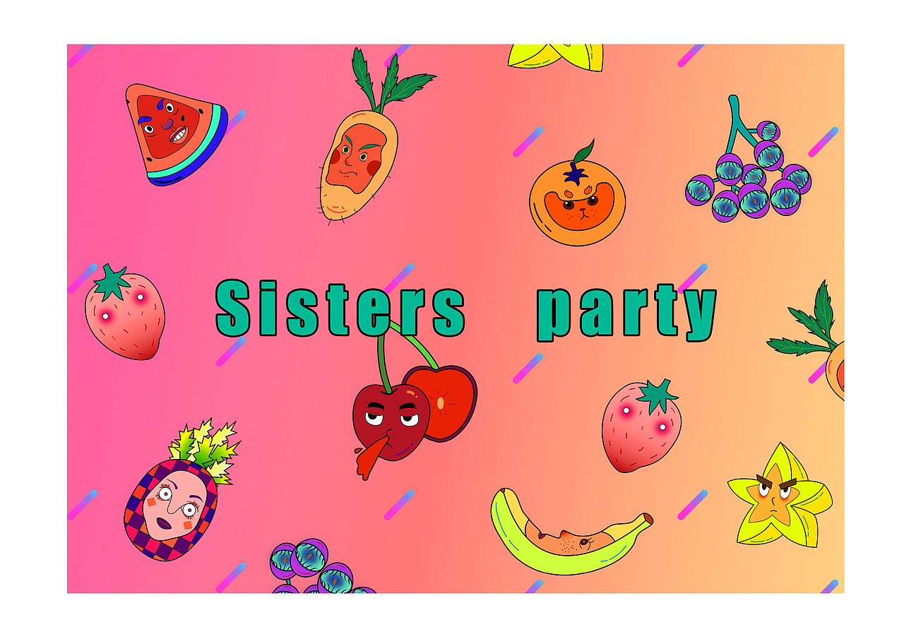 《Sisters party》（图ZNjkzODE4MDg=） - 图案 - 站酷设计师一包黑化肥原创素材 - 站酷ZCOOL