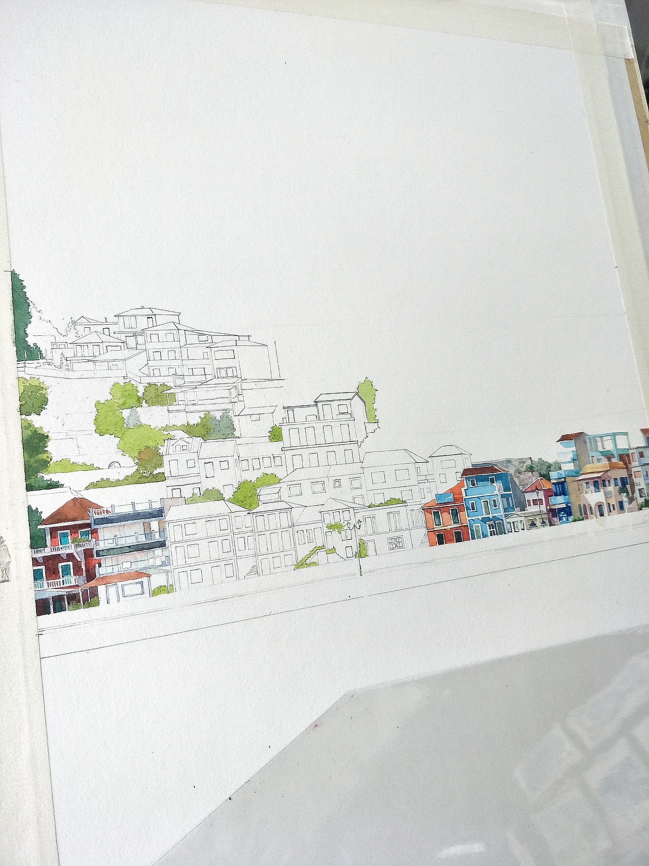 水彩风景过程图（图ZMTA0OTA3NzM2） - 绘画 - 站酷设计师北川大叔原创素材 - 站酷ZCOOL