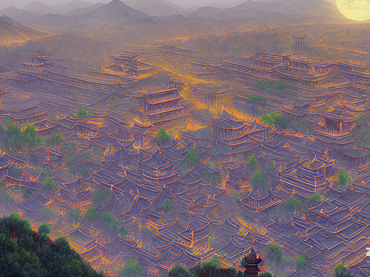 #AI創(chuàng)作實驗室#明月，俯視洛陽城（個人主頁-ZNjMwMzM3OTI=） - AI作品 - 站酷設(shè)計師zxy553235904原創(chuàng)素材 - 站酷ZCOOL