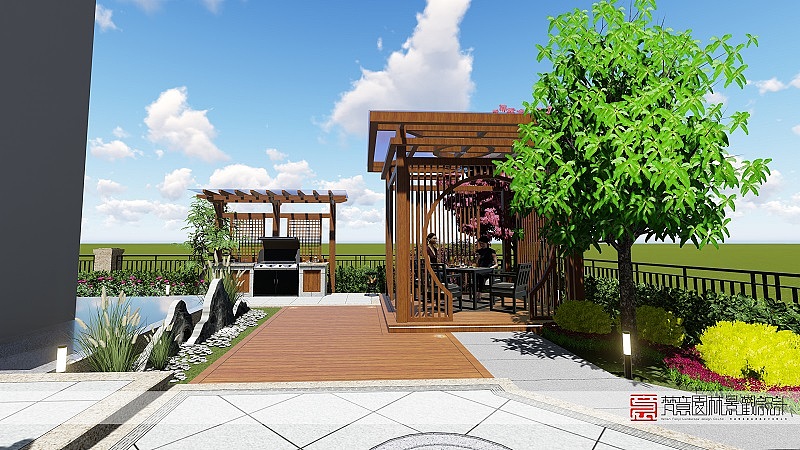 200平米庭院设计施工实景案例郑州康桥九溪郡别墅庭院