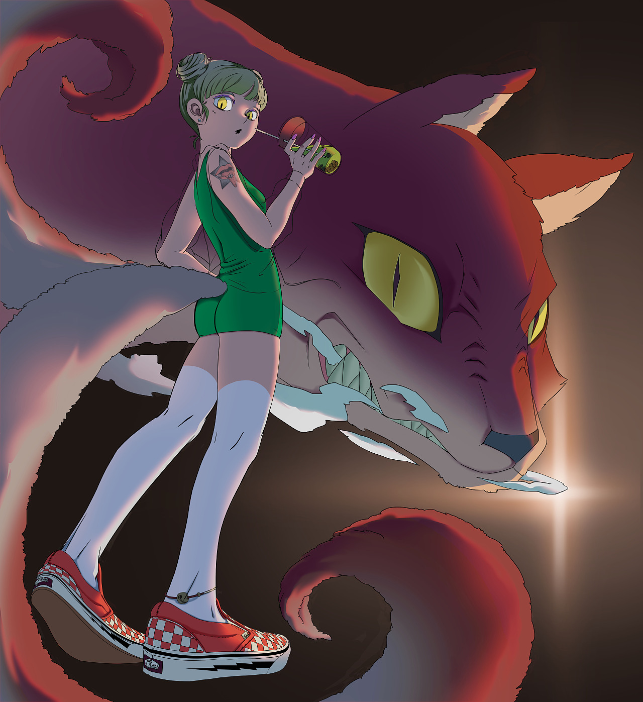 设置光源,这系列都准备画逆光,大体画出冷暖