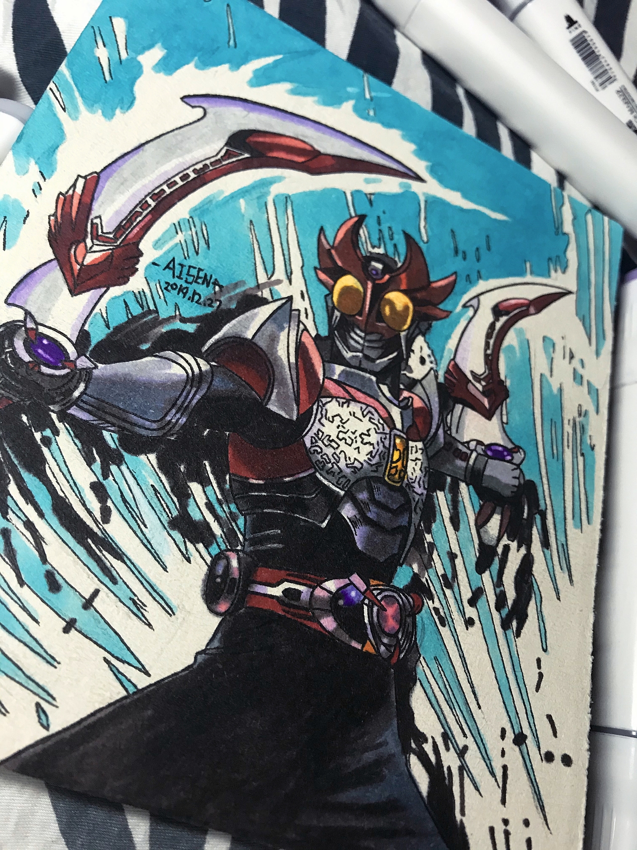 假面骑士亚极陀 马克笔手绘|插画|艺术插画|这里臭鱼_临摹作品-站酷