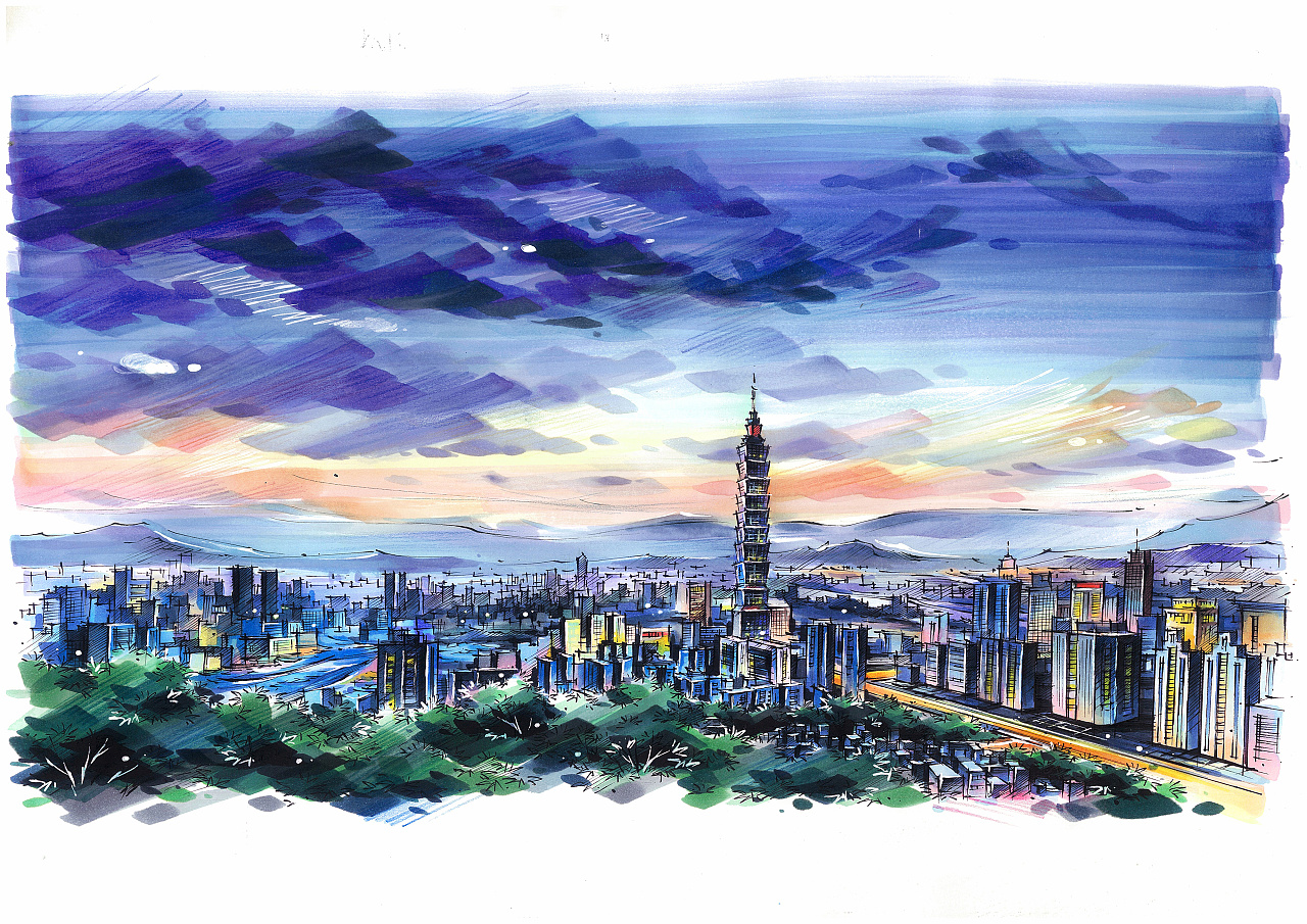 我心中的宝岛台湾手绘图片