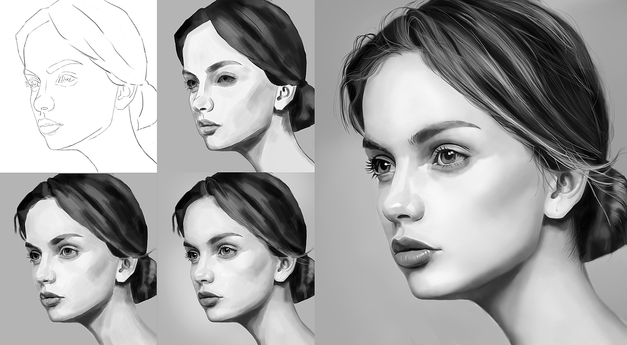 学生们的黑白头像作业,0基础到现在可以说相当厉害了