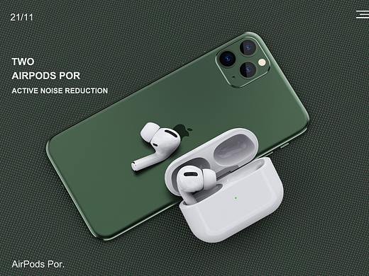 AirPods pro 苹果蓝牙耳机渲染