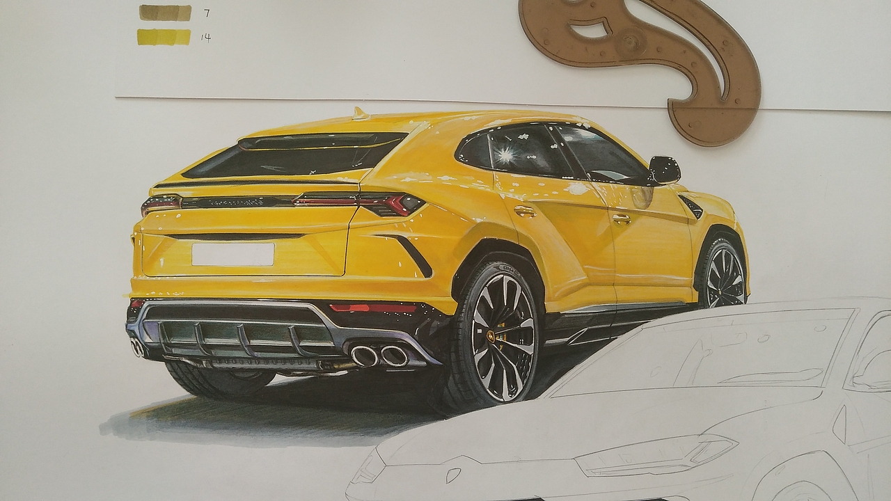 马克笔汽车手绘，兰博基尼urus（图ZMTcwNDExMzk2） - 艺术插画 - 站酷设计师xyikai吉原创素材 - 站酷ZCOOL
