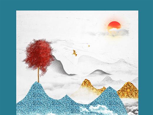 北欧现代艺术简约抽象风景晶瓷画装饰画