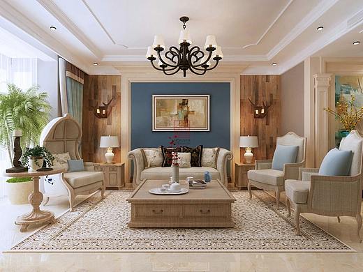 石家庄荣盛华府美式风格装修设计案例